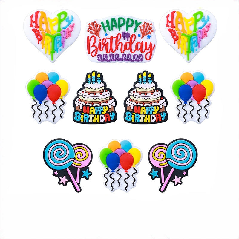 Silicone Focal Beads Happy Birthday Heart Balloon Collection 20pcs