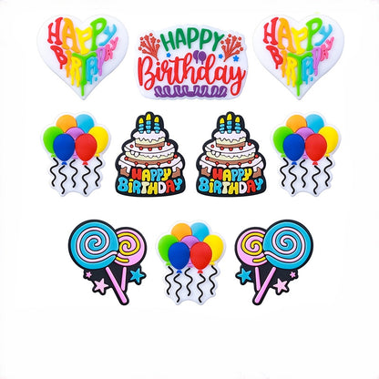 Silicone Focal Beads Happy Birthday Heart Balloon Collection 20pcs