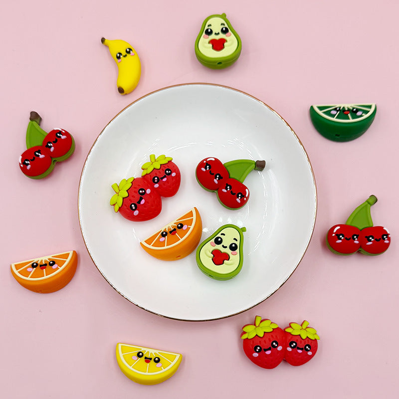 Silicone 3D Fruit Series Focal Beads Cute Fruit Shapes 20pcs 2