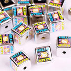 Cartoon Square Acrylic Beads 14-15.5mm Hello Kitty Printed 10pcs