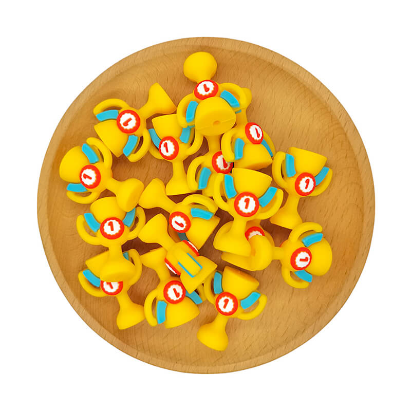Silicone 3D Focal Beads Champion Trophy Number 1 Circle Badge 2