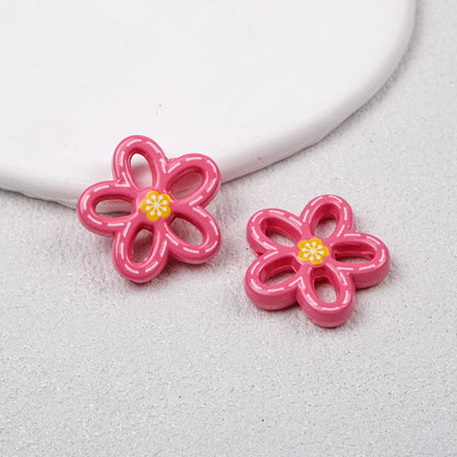 Hollow Dotted Line Sakura Flower Acrylic Beads 25mm 20pcs 12