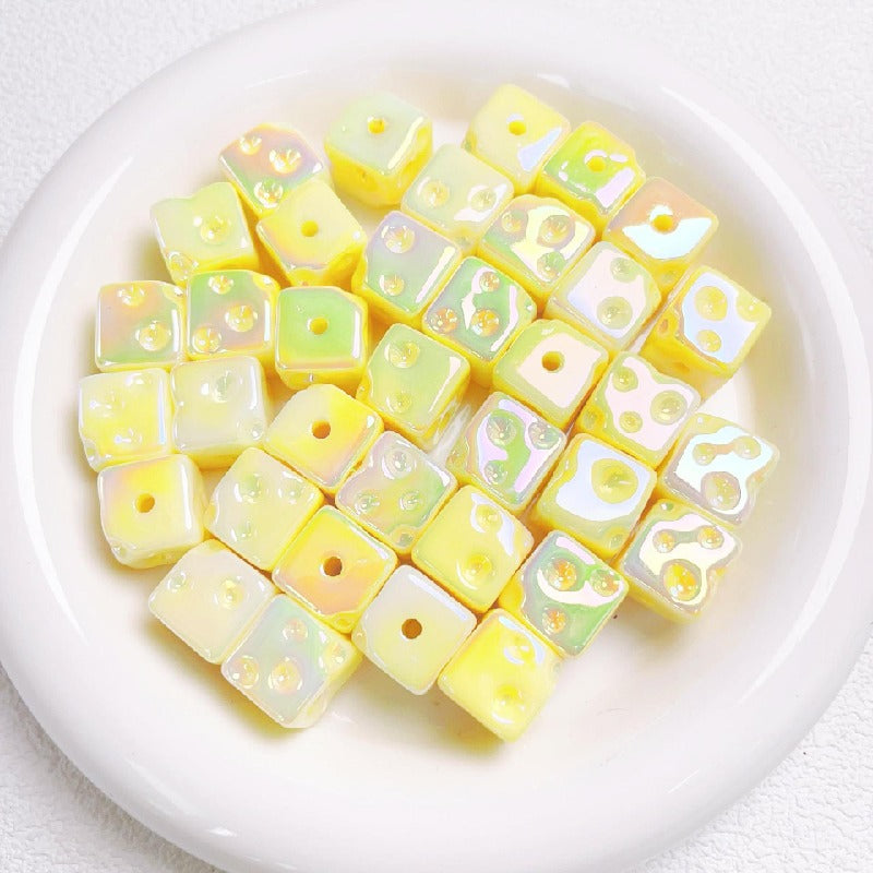 Light In The Dark Square Acrylic Beads 14.5mm Cheese Cube 10pcs 10