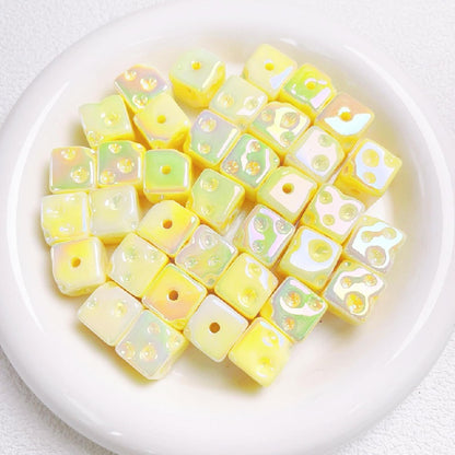 Light In The Dark Square Acrylic Beads 14.5mm Cheese Cube 10pcs 10