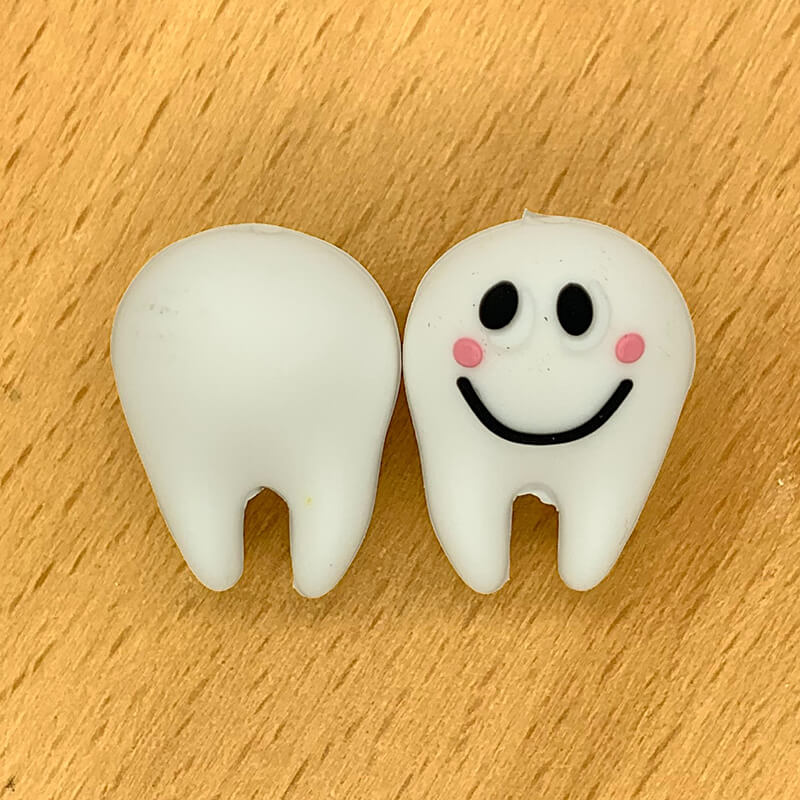 Silicone 3D Focal Beads Smile Tooth Playful Face Cheeks