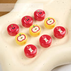 Half Apple Acrylic Beads 9x16mm Glossy Red Yellow 8pcs