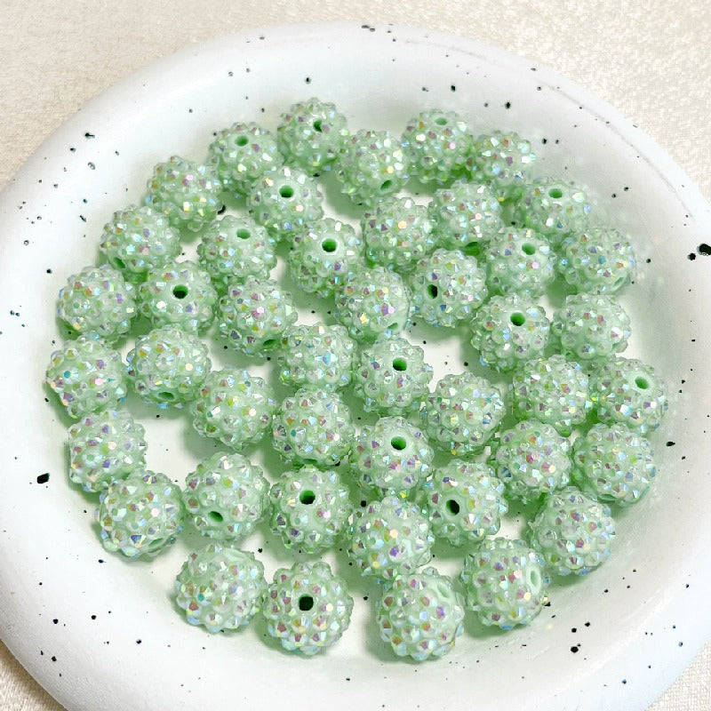 Bubblegum Round Rhinestone Beads 14mm Textured Shimmer 50pcs 10