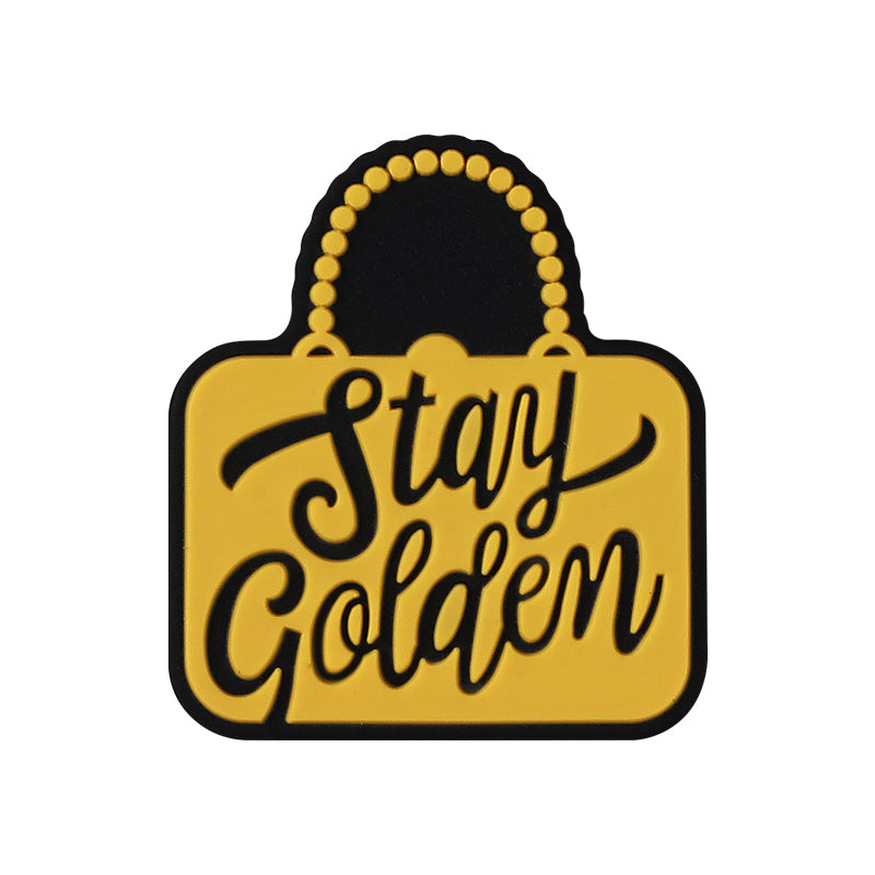 Silicone Focal Beads The Golden Girl Retro Black and Gold Designs 20pcs 13