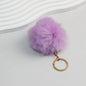 Pom Pom Keychain Plush Violet Faux Fur Ball Gold Ring 8cm