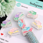 Alloy Rhinestone Stack of Books Beads 23mm 3pcs