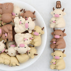 3D Highland Cow Silicone Focal Beads Wholesale, Parent-Child Heart Design