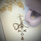 Cross Butterfly Keychain Zinc Alloy Rhinestone Decorative Charm 7