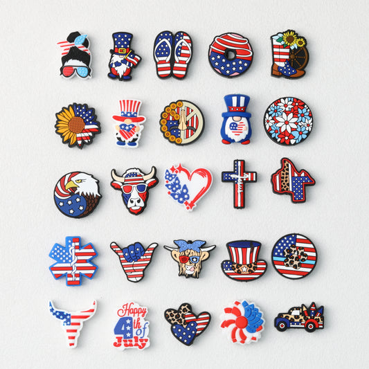 USA Independence Day Silicone Focal Beads Patriotic Collection 20pcs