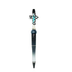 Silicone Focal Beads Cross Black White Turquoise Line 20pcs 3