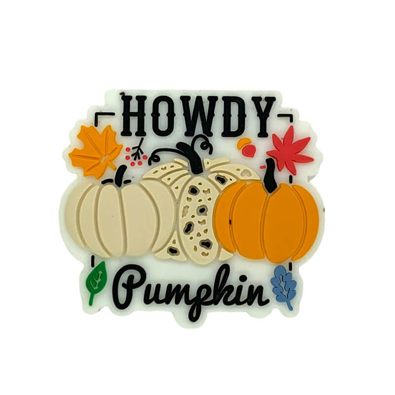Silicone Focal Beads Howdy Pumpkin Autumn Leaves Lettering