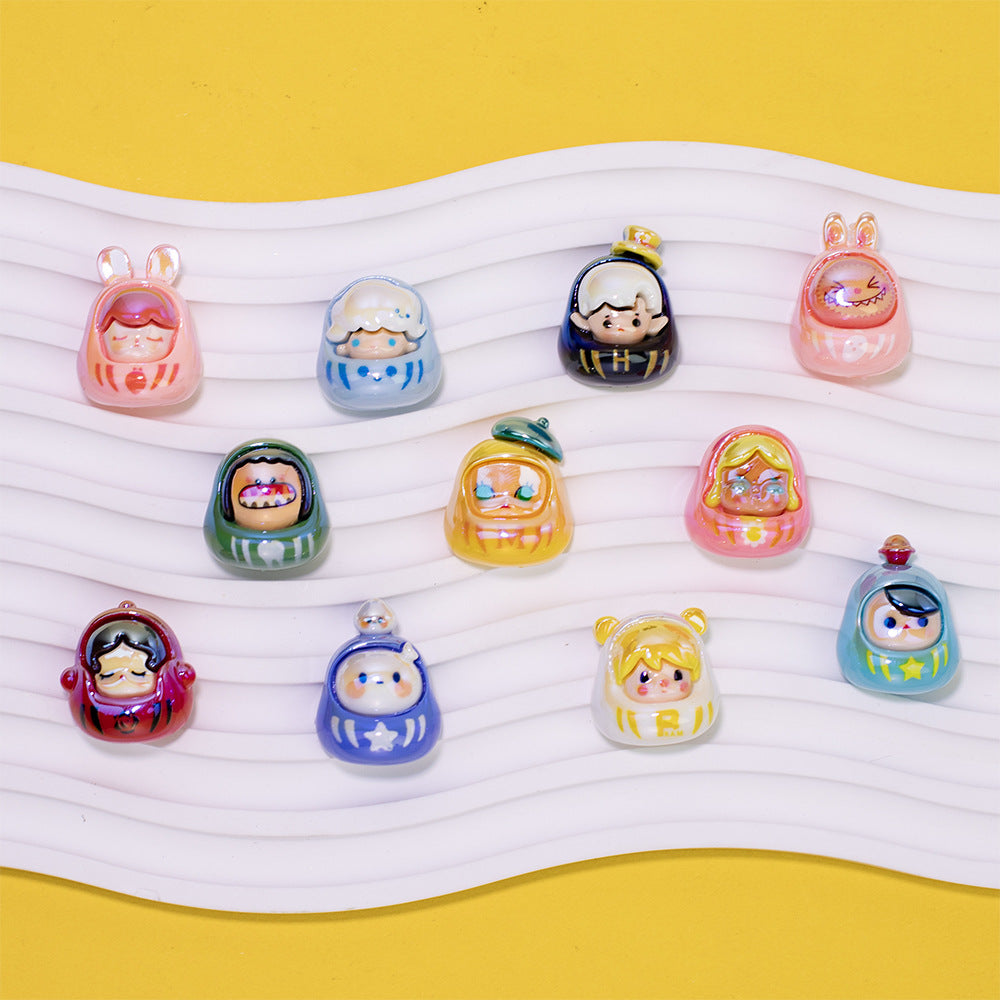 Plating POP BEAN Lucky Star Series Resin Beads Whimsical Characters 10pcs 5