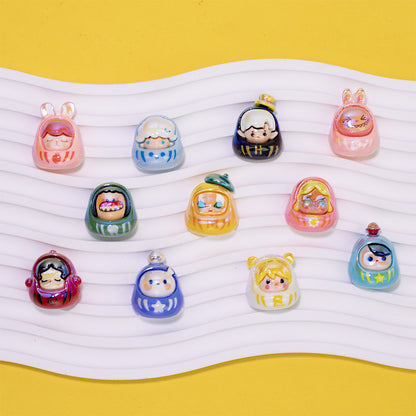 Plating POP BEAN Lucky Star Series Resin Beads Whimsical Characters 10pcs 5
