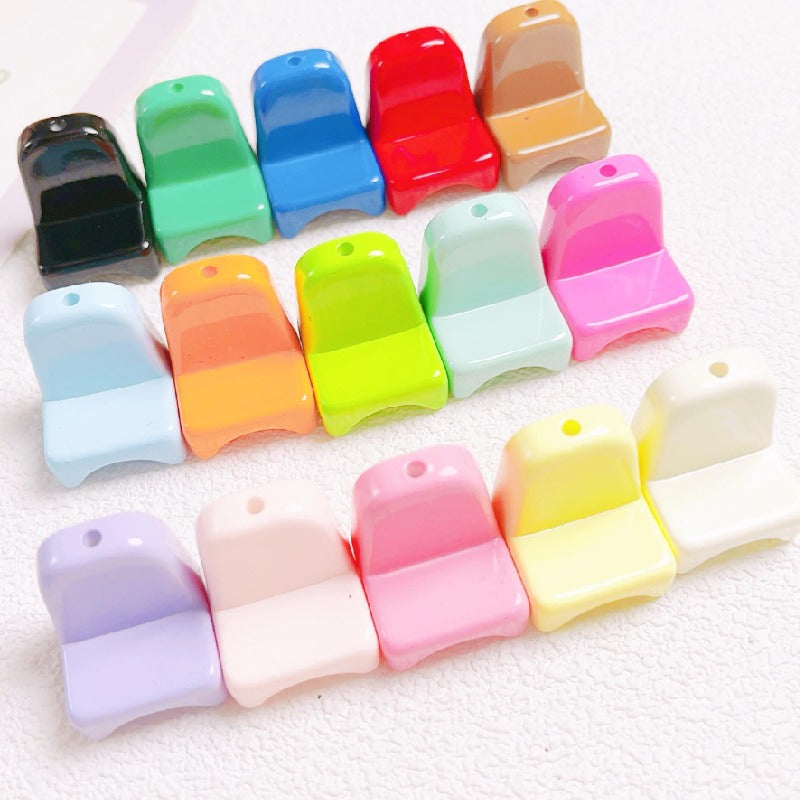 Small Chair Acrylic Beads 20x25mm Colorful Glossy 10pcs