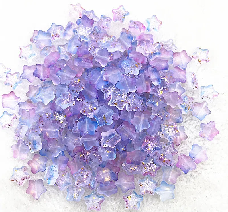 Pentagonal Star Glass Beads 8mm Transparent Pastel Colors 30pcs 26