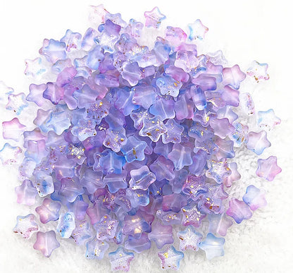 Pentagonal Star Glass Beads 8mm Transparent Pastel Colors 30pcs 26