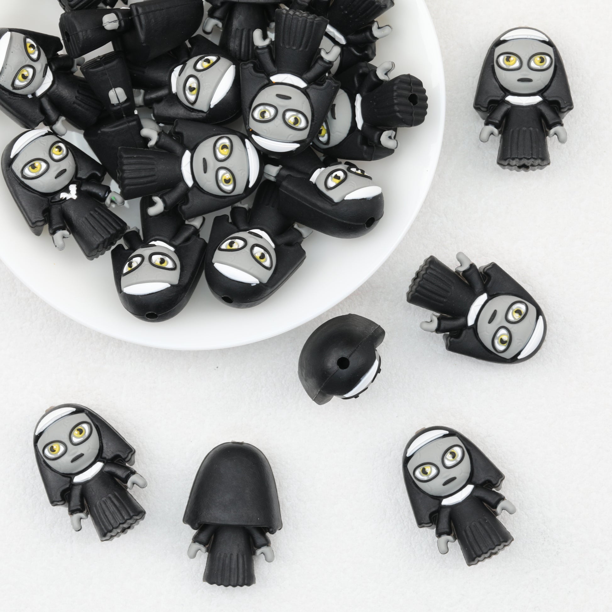 Halloween Black Nun 3D Silicone Focal Beads 20pcs