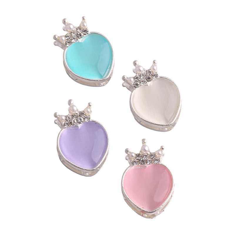 Alloy Heart Shaped Rhinestone Crown Beads 23mm 3pcs 5