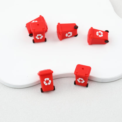 3D Colorful Trash Can Silicone Focal Beads Set 20pcs 6