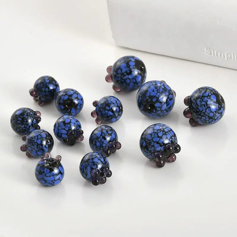 Lampwork Glass Beads Blueberry Handmade 11mm 14mm 20pcs