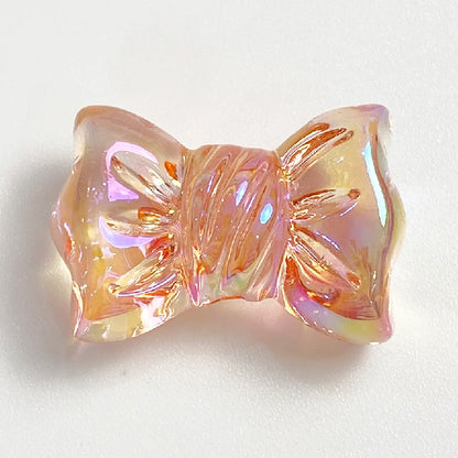 Transparent Bow Knot Acrylic Beads 14x26mm Iridescent 50pcs 13