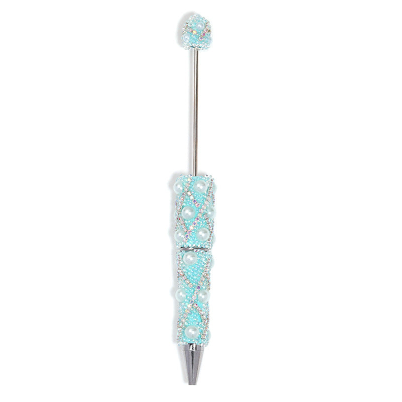 Beadable Pen with Rhinestone Pearl Chain Multicolor Rotating 5 Pcs 11