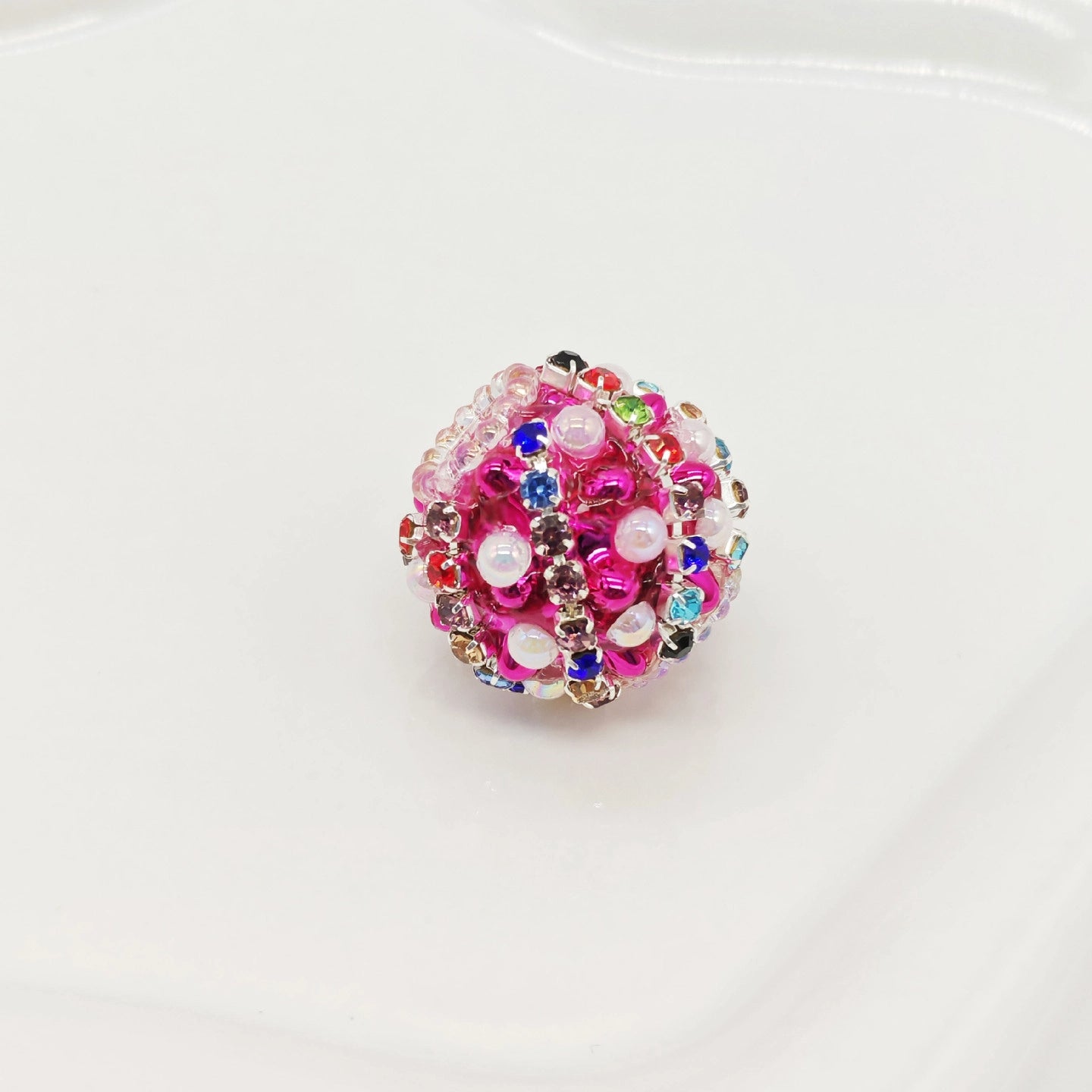 Wavy Rhinestone Beads 18mm Bubblegum Acrylic Multicolor 4pcs 13