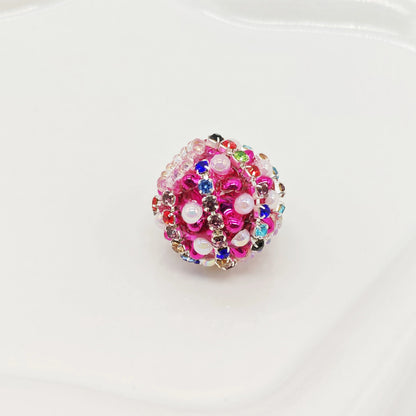 Wavy Rhinestone Beads 18mm Bubblegum Acrylic Multicolor 4pcs 13