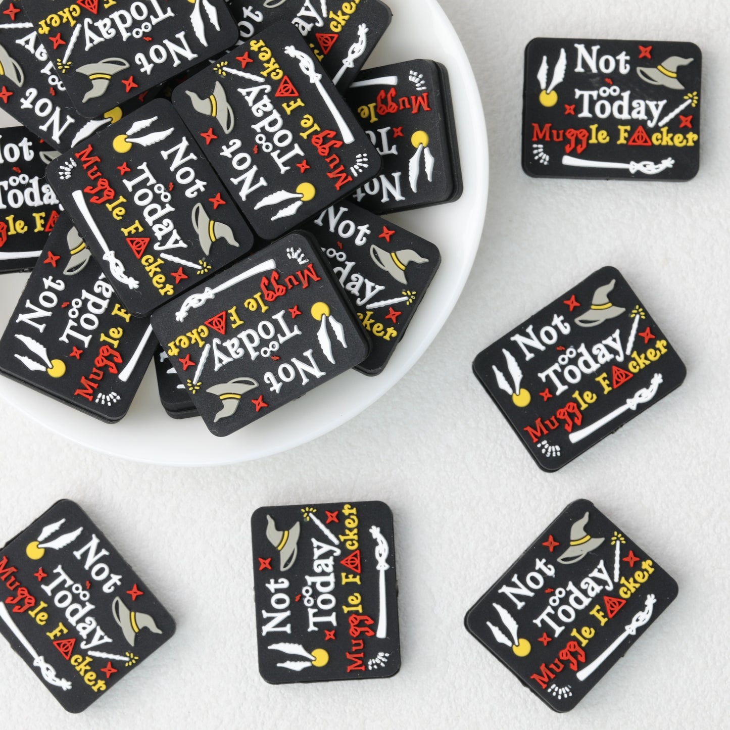 Halloween Square Silicone Focal Beads Magic Theme 20pcs