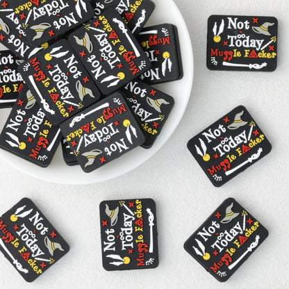 Halloween Square Silicone Focal Beads Magic Theme 20pcs
