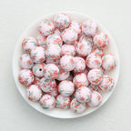 Colorful Floral Pattern 15mm Round Silicone Beads 50pcs - Flower 1