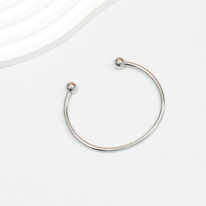 Beadable Bracelet Titanium Steel Electroplated C-Shaped Open Bangle