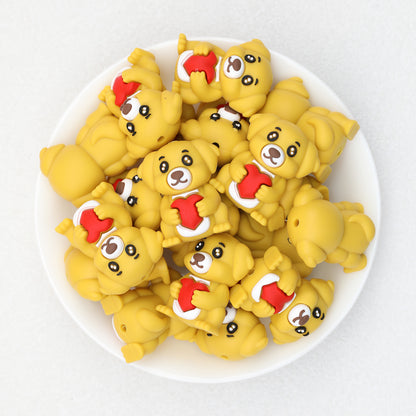 3D Dog Heart Puppy Silicone Focal Beads 20pcs 4