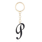 Metal Fashion Letter Keychain Black and Gold Script Design 20