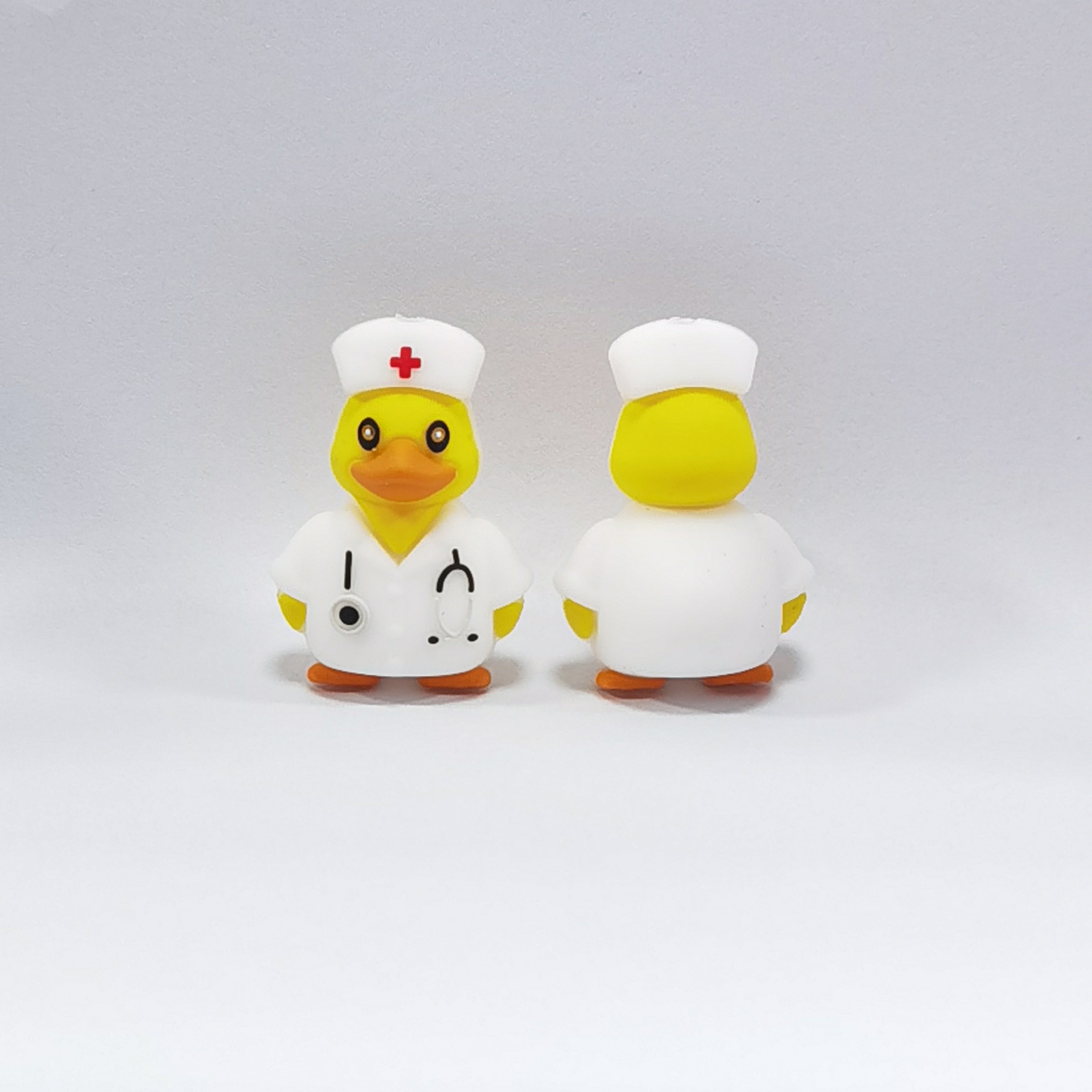 Silicone 3D Focal Beads Duck Doctor Wearing Nurse Cap 20pcs