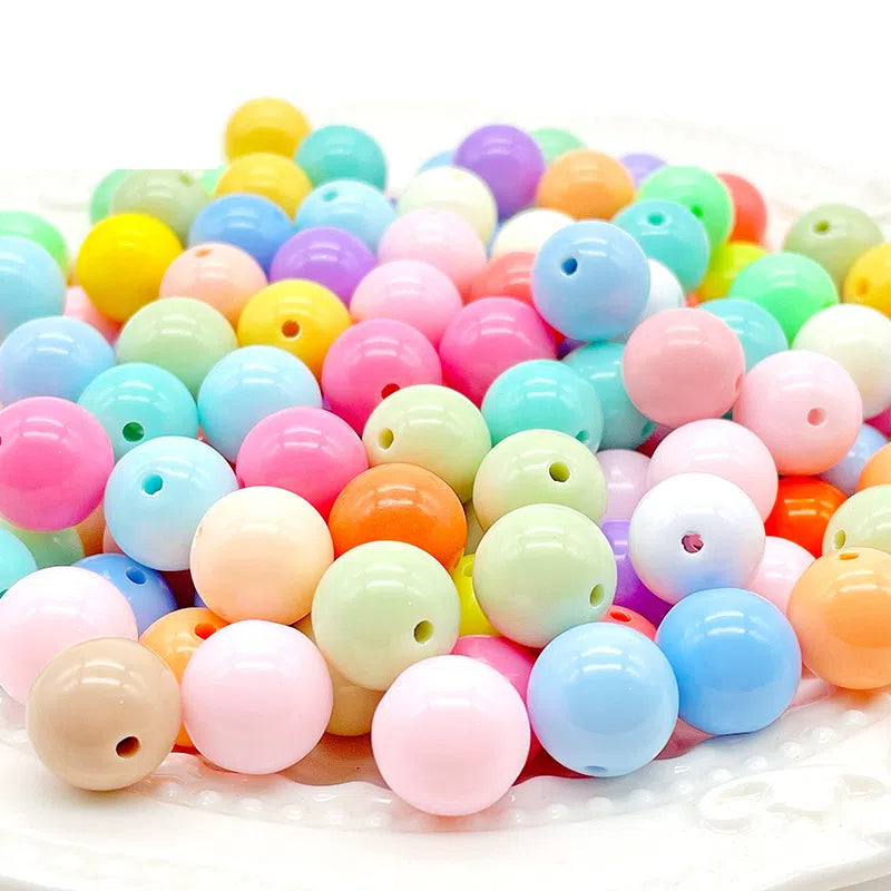 Opaque Bubblegum Beads 20mm Solid Color Glossy Mixed 113pcs