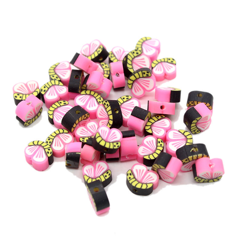 Fluttering Butterfly Clay Beads 10mm Pink Wings Polymer 1000pcs 3
