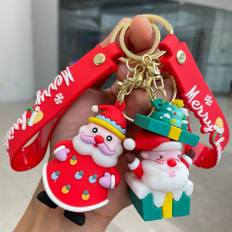 Silicone Christmas Elk Snowman Keychain Colorful Holiday Characters 4