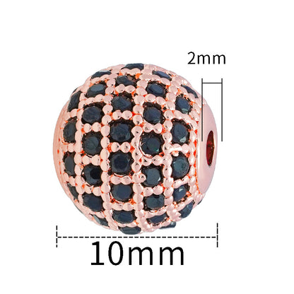 Fancy Zirconia Paved Brass Round Beads 6mm 8mm 10mm 30pcs 12