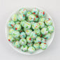 15mm Print Round Silicone Beads with Colorful Floral Patterns 50pcs - Pattern 3