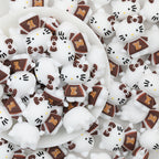 3D Brown Cat Face Silicone Focal Beads with LV Design 20pcs