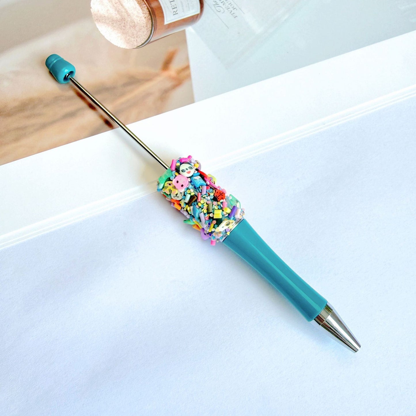 Creative Animal Cartoon Patch Rainbow Heart Beadable Pen 22