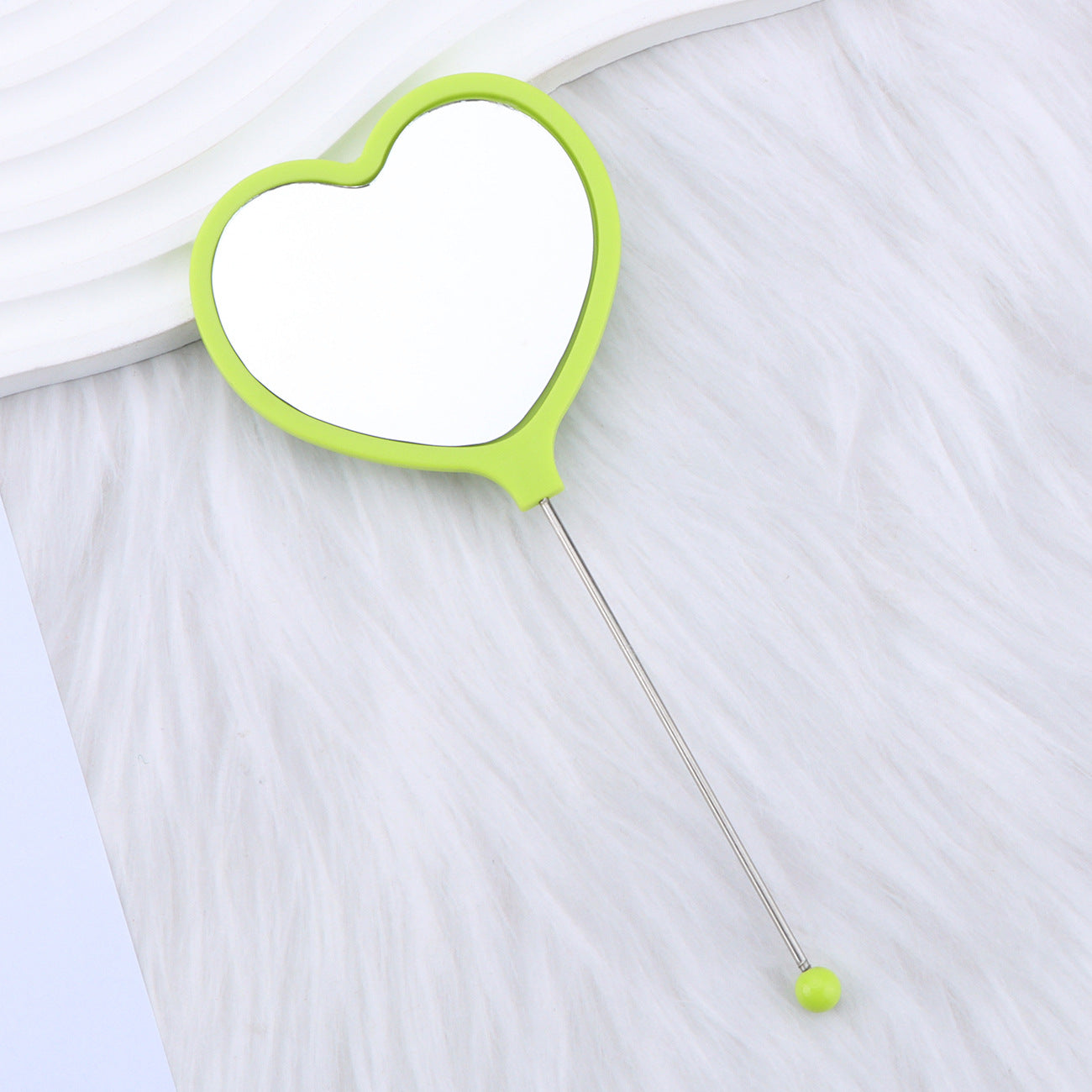 Beadable Plastic Mirrors Handheld Heart-shaped