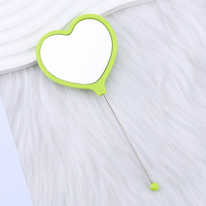 Beadable Plastic Mirrors Handheld Heart-shaped