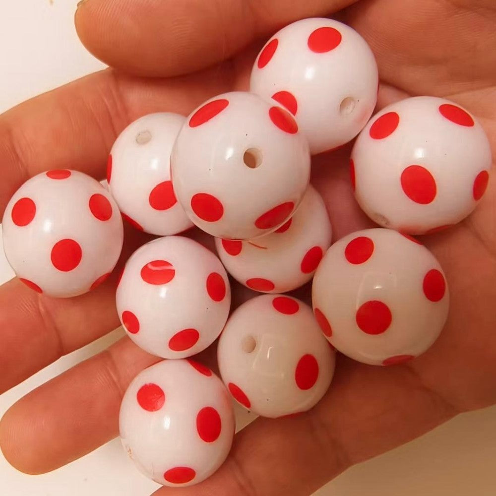 Polka Dot Bubblegum Beads 20mm Acrylic Round Beads 10pcs 2
