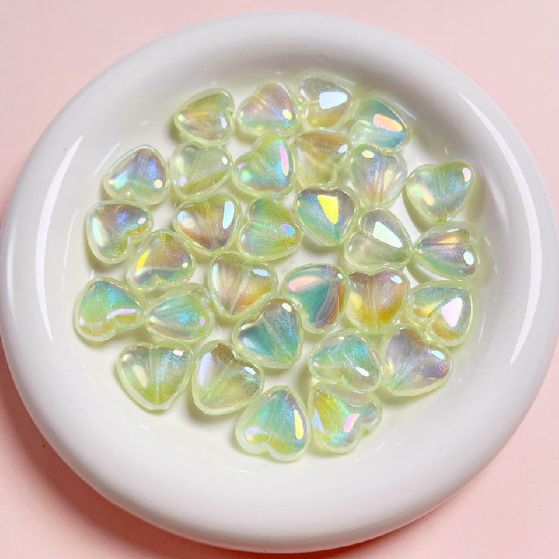 Transparent Heart Acrylic Beads 17x19mm Pastel Iridescent 10pcs 6